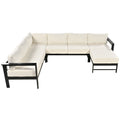 U Shaped Multi Person Outdoor Sofa Set, Suitable For Gardens, Backyards, And Balconies. White Seats 6 Aluminum
