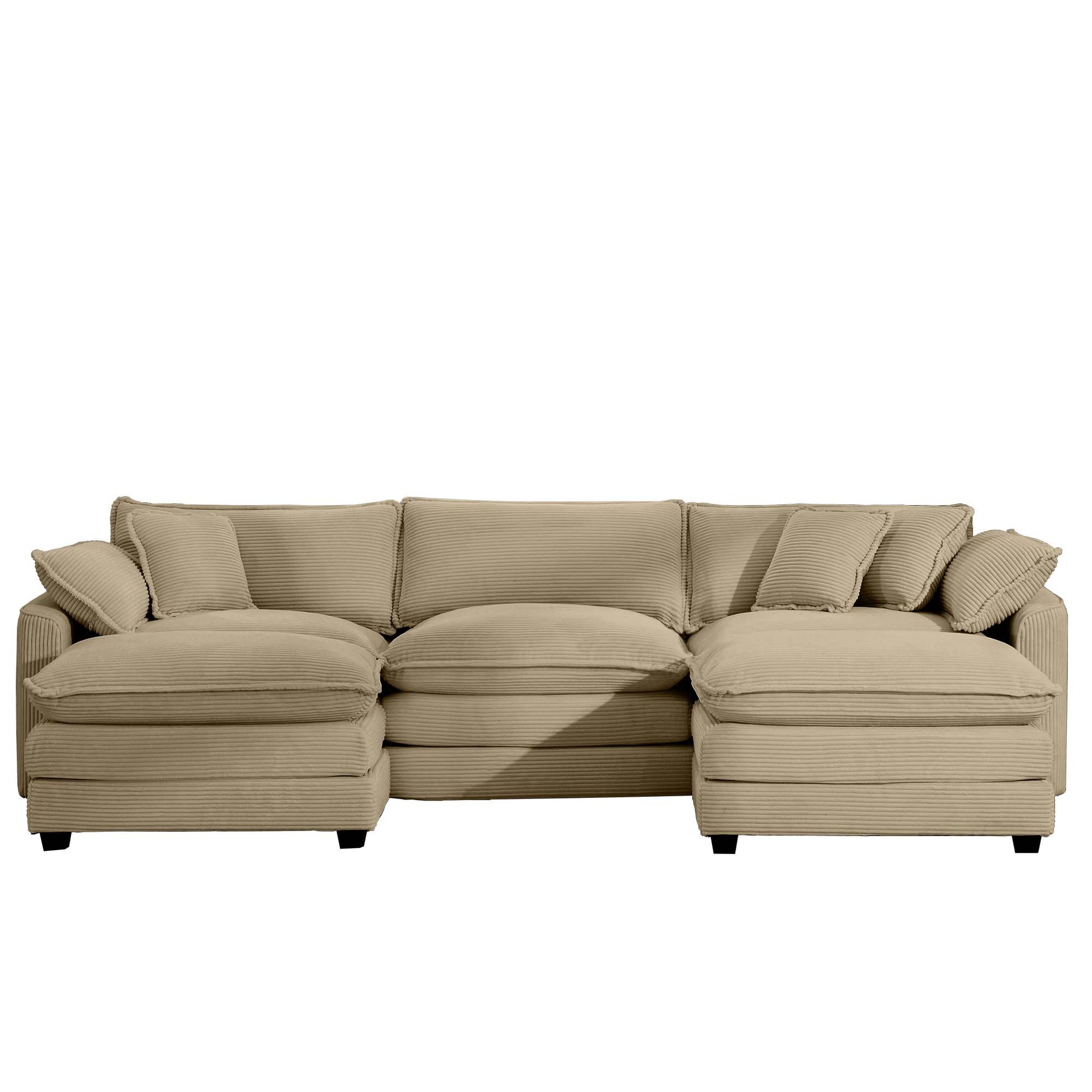 Oversized Modular Cushion Sofa, Portable Ottoman, L Shaped Corner Low Back Deep Seating Spacious Sofa Set And Sofa Bed For Home Apartment Living Room Set, Tan Corduroy Tan Corduroy 3 Seat