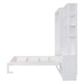 Full Size Murphy Bed With Multiple Storage Shelves And A Cabinet, White Box Spring Not Required Full White Wood Bedroom Murphy Solid Wood Mdf