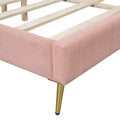 Queen Size Corduroy Platform Bed With Metal Legs, Pink Old Sku:Wf300238Aah Queen Pink Corduroy