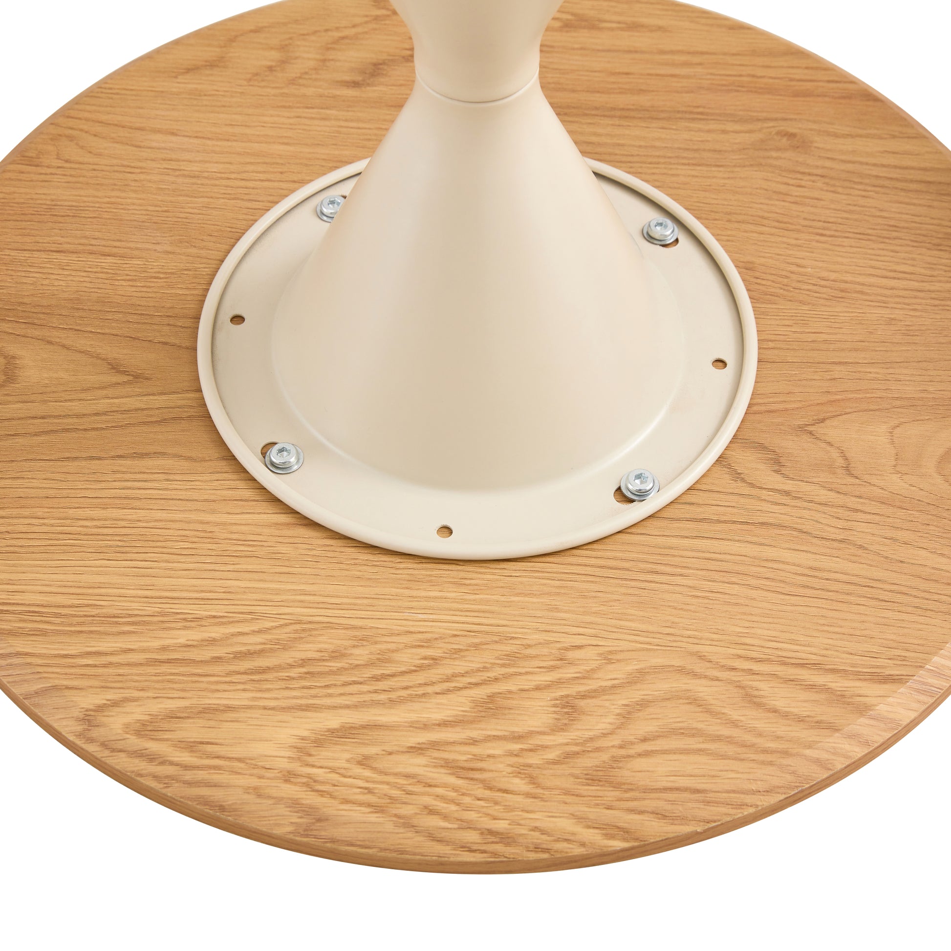 Set Of 2 Coffee Round Tables With A Wulnut Wooden Look Top And White Steel Base Milk White Primary Living Space Antique Freestanding Round Laminated Coffee & End Tables Round Metal