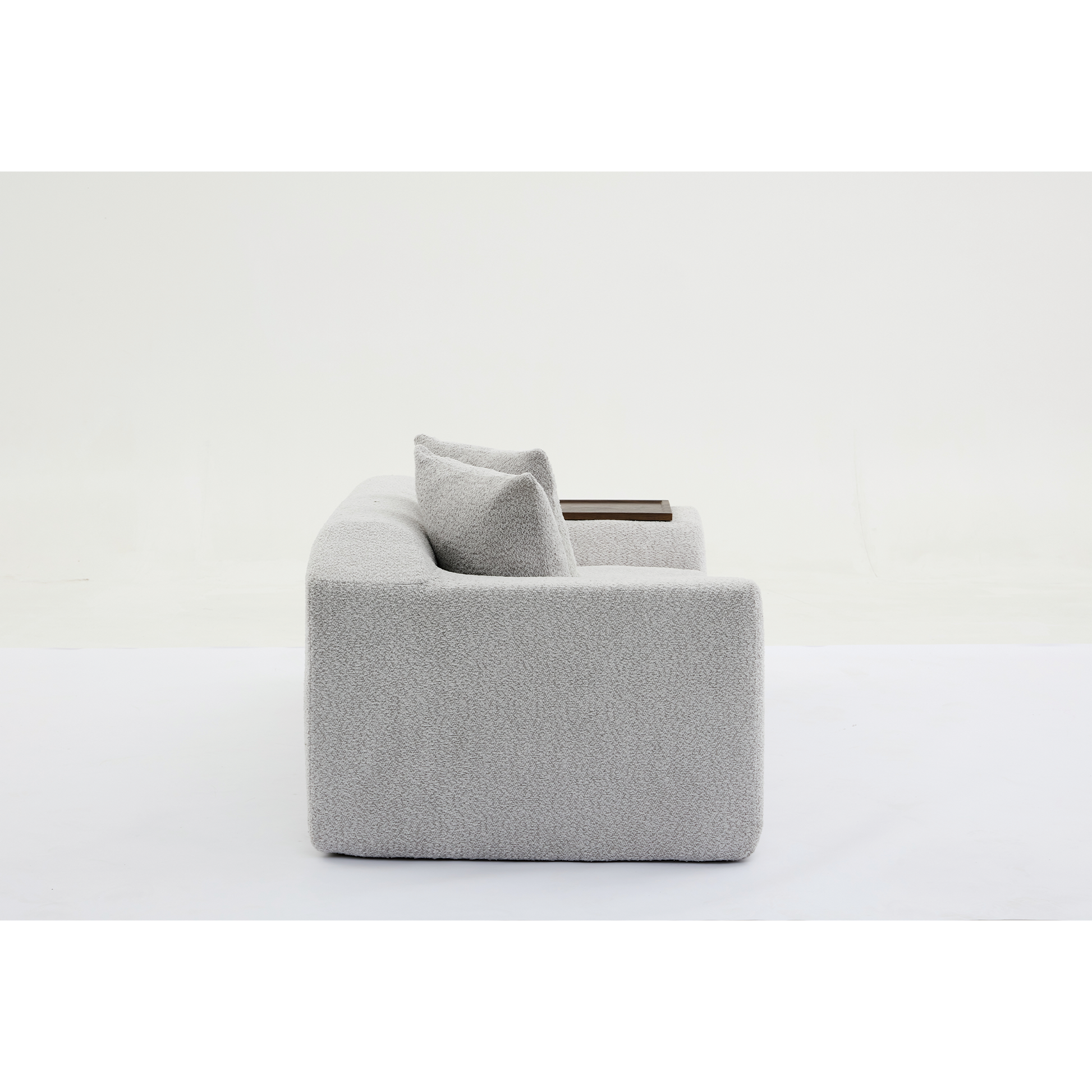 Arrived 2 Piece Boucle Cloud Sofa Set, Upholstered Sofa Set, Modern 3 Seater And 2 Seater Sofa With Mdf End Table For Living Room ,Apartment,3 2 Couch,Boucle, Light Gray Light Gray Polyester Primary Living Space Soft Tight Back Modern Square Arms Foam