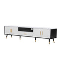 71'' Modern Tv Stand With 2 Cabinets& Open Compartments, Entertainment Center For Tvs Up To 80'', Television Console For Living Room, Bedroom, Home Theatre White Black Primary Living Space 70 79