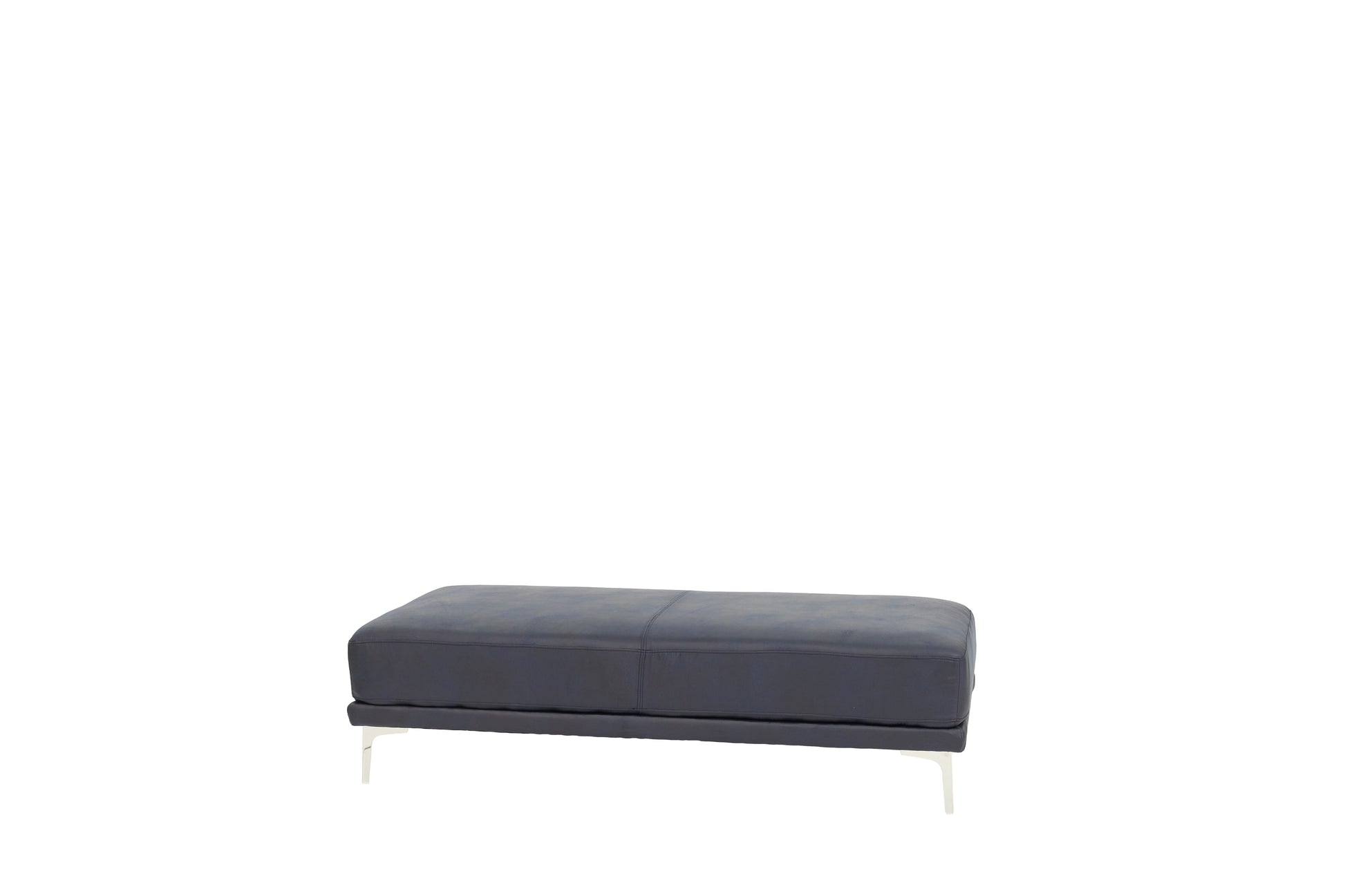 Modern Ink Blue Large Ottoman Metal Legs 1Pc Cocktail Ottoman Living Room Blue Faux Leather Primary Living Space Blue Contemporary,Modern Rectangle Bonded Leather