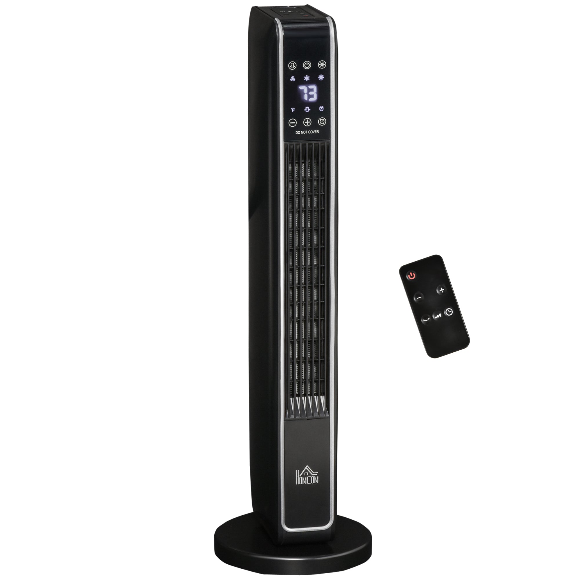 Homcom 2 In 1 Portable Electric Tower Heater, Oscillating Space Heater For Indoor Use With Remote Control, 8H Timer, Three Heating Modes High, Low, Fan , 750W 1500W, Black Black Plastic