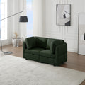 Contemporary Modern Chic Upholstered Fabric Sofa With Storage Seats And Storage Ottomans, 2 Seater Sofa Fabric Couch With Adjustable Arms And Backs For Living Room Green Green Polyester 2 Seat