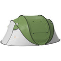 Outsunny Pop Up Tent, Instant Camping Tent With Porch And Carry Bag, 3000Mm Waterproof, For 2 3 People, Green, Poles Included Green Polyester