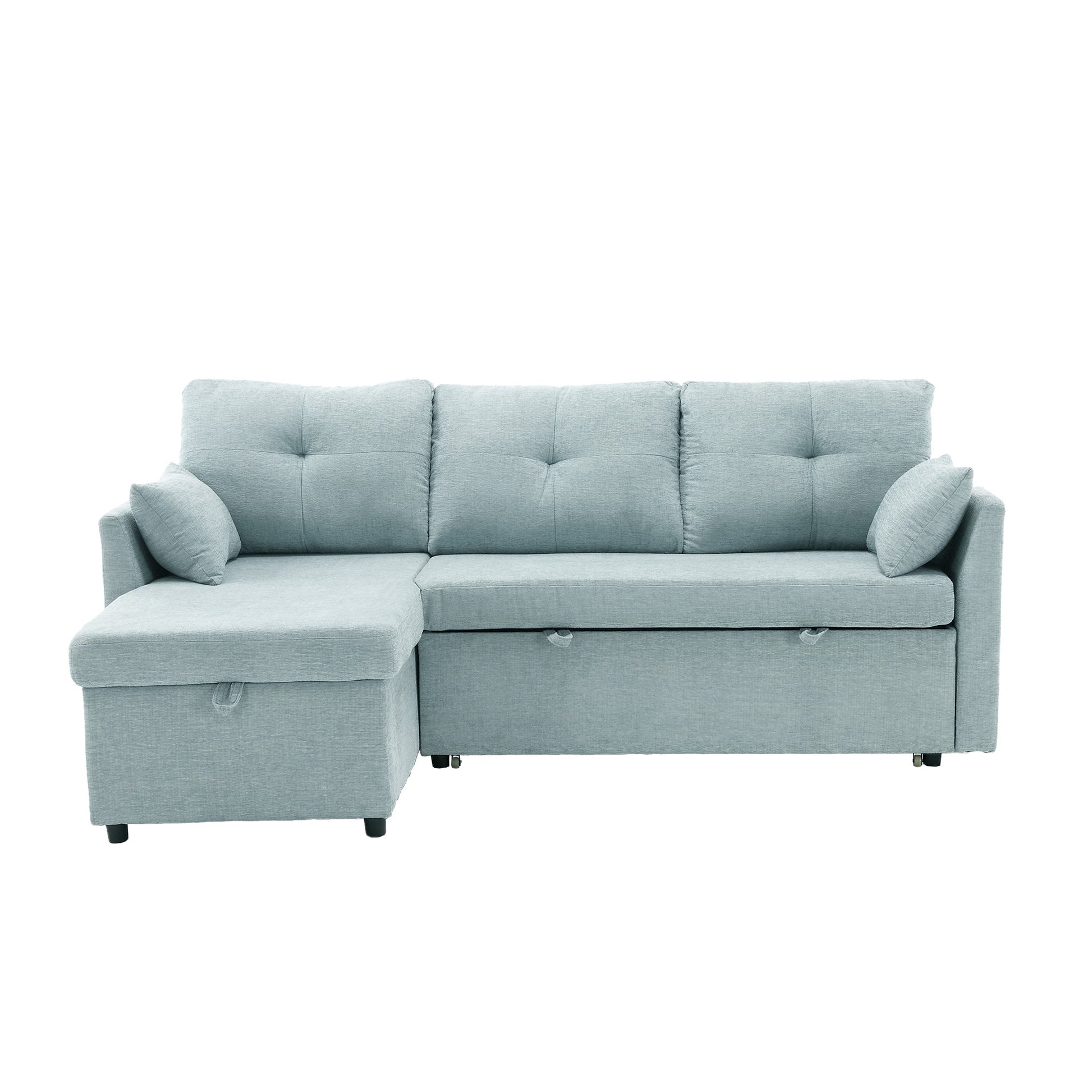 United We Win Furniture, Modular L Shaped Sofa, Modular Long Sofa With Reversible Chaise Lounge, Sofa Bed, Sleeper Sofa, Modular Sofa Combination With Storage Seats. Mint Green Chenille 3 Seat
