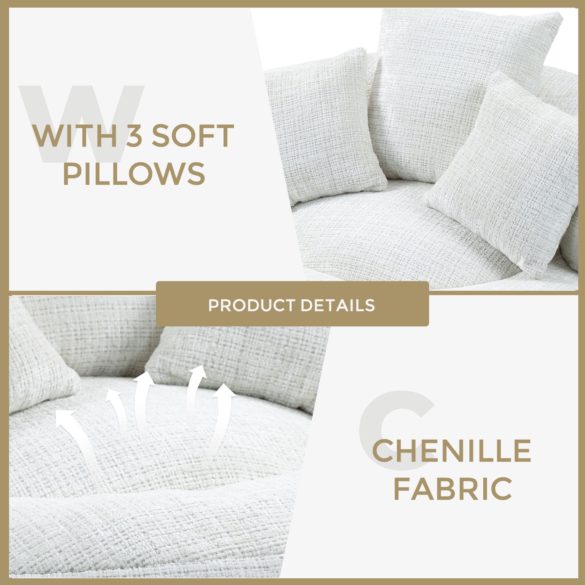 Coolmore Lazy Sofa Durable Comfort Lounger High Back Bean Bag Chair Couch With Three Pillows For Adults And Kids, Indoor & Outdoor, Single Gaming Sofa Chair For Bedroom,Office Beige Chenille Beige Foam Chenille 1 Seat