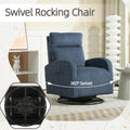 Jiada Upholstered Swivel Glider.Flannel Fabric.Rocking Chair For Nursery In Navy Blue.Modern Style One Left Bag Navy Blue Primary Living Space Foam Corduroy