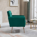 Coolmore Velvet Armchair Single Sofa Modern Tufted Upholstered Side Reading Chairs With Arm And Gold Metal Leg For Living Room Bedroom Green Green Foam Velvet