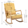 Rocking Chair Upholstered Fabric Rocking Armchair Indoor With High Backrest Glider Chairs And Lumbar Pillow For Living Room Yellow Linen