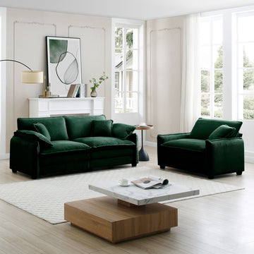 Modern Living Room Sofa Two Pieces Set, Suitable For Living Room And Small Apartment2 Pieces Sofa Set Consists Of A Single Seat Sofa And A 2 Seater Sofas,Green Corduroy Green Corduroy 3 Seat