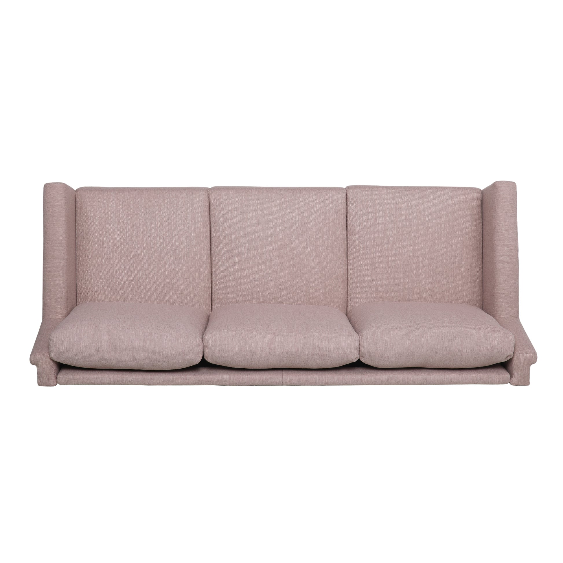 Comfy 3 Seat Sofa With Wooden Legs, Pu, For Living Room And Study Light Pink Fabric 3 Seat