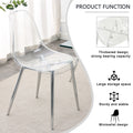 Table And Chair Set.Modern Rectangular Glass Dining Table With Tempered Glass Countertop And Silver Metal Legs, Paired With Multiple Transparent High Quality Pet Dining Chairs With Silver Legs. Silver Seats 6 Tempered Glass
