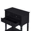 Narrow Console Table, Slim Sofa Table With Three Storage Drawers And Bottom Shelf Black Black Solid Wood Mdf