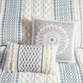 Cotton Printed Comforter Set With Chenille White Navy King Cal King King White Navy Cotton