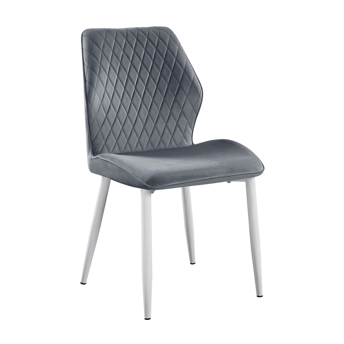 Modern Dining Side Chairs Set Of 2, Dark Gray Velvet Upholstered White Metal Legs Furniture Dark Gray Dining Room Modern,Ultra Modern Side Chair Metal
