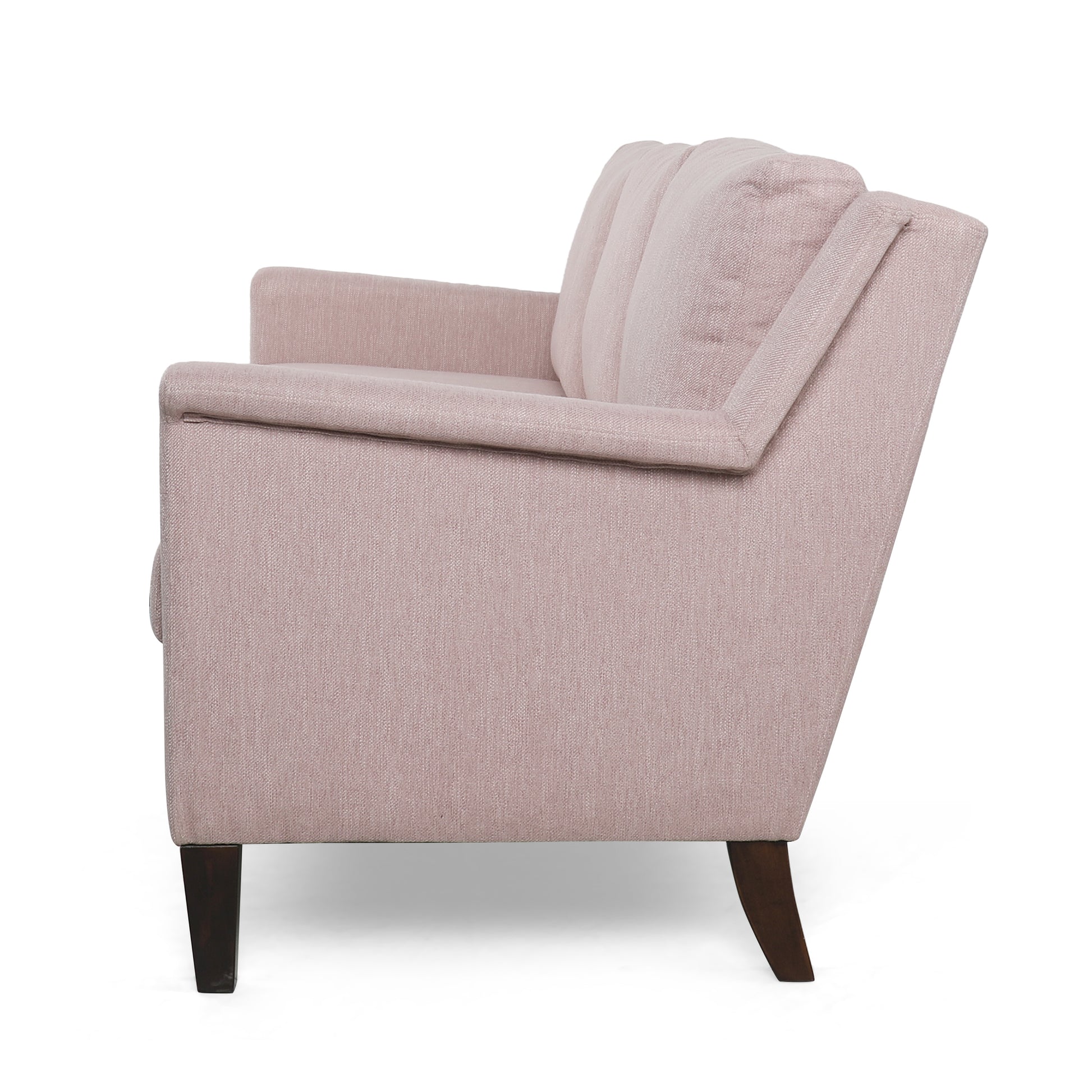 Comfy 3 Seat Sofa With Wooden Legs, Pu, For Living Room And Study Light Pink Fabric 3 Seat
