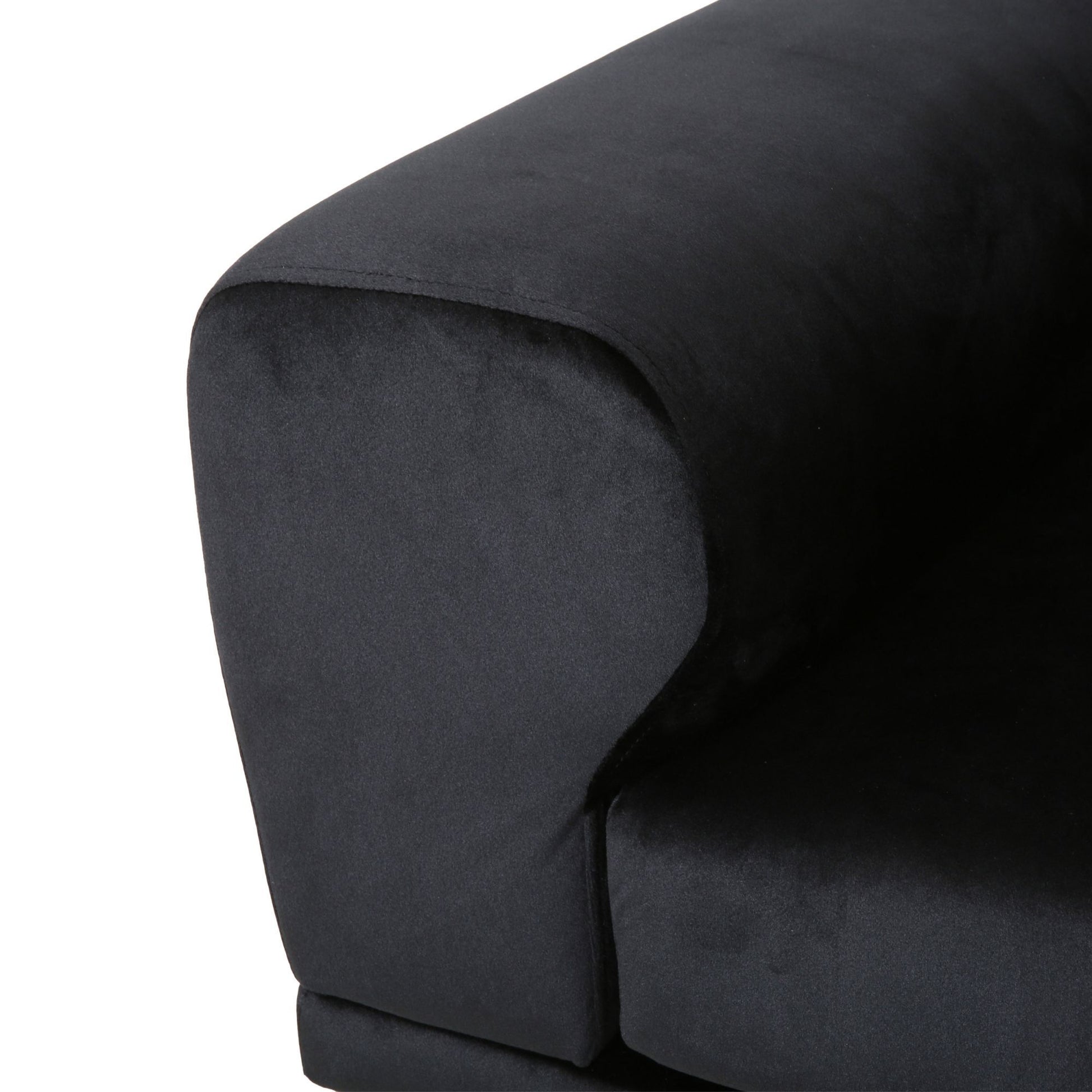 Luxurious Black Velvet 4 Seater Sofa With Ultra Soft Cushions, Metal Silver Legs Decor With Exquisite Craftsman, And Timeless Elegance, Perfect For Elevating Modern And Sophisticated Living Spaces Black Velvet Wood Primary Living Space Pillow Back Soft
