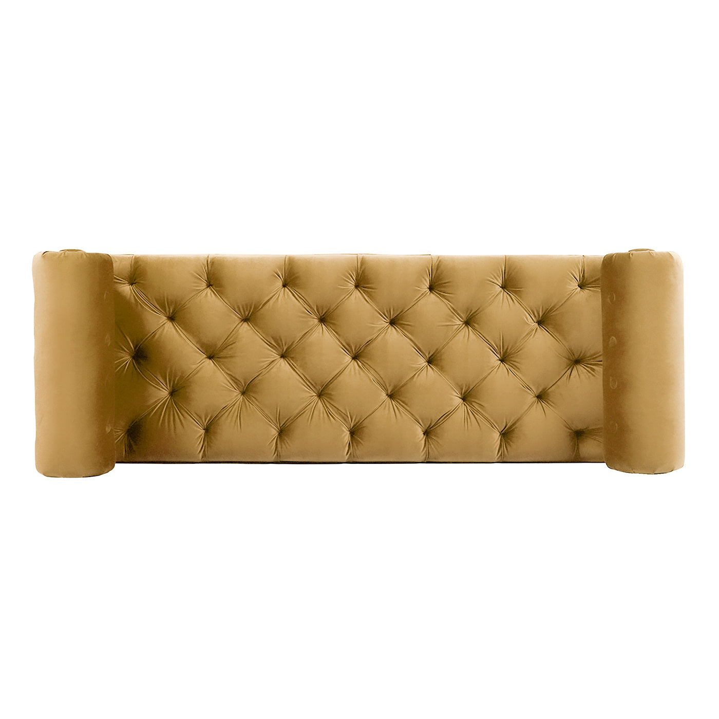 Lewis Bolster Arm Entryway Bench, Gold Velvet Yellow Foam Velvet