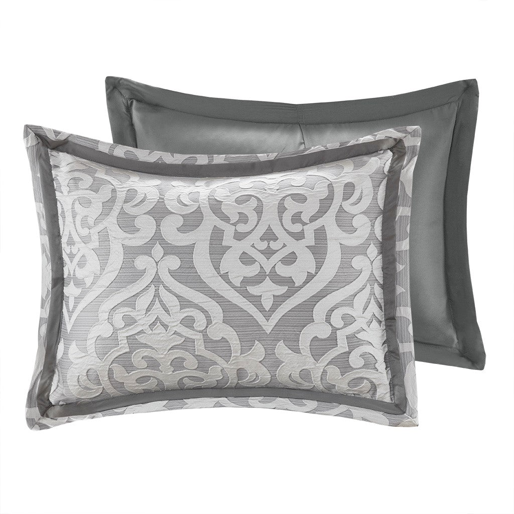 8 Piece Jacquard Comforter Set Silver Silver Queen Queen Silver Silver Polyester