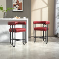 Coolmore Bar Stools Set Of 2, Modern Bar Stool With Back, Black Metal Frames, Upholstered Bar Stools For Kitchen Island, Pub, Club Wine Red Pu Wine Red Dining Room Foam Pu Leather