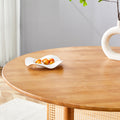 Chinese Countryside Retro Solid Wood Round Table, Simple Modern Imitation Rattan Table, Wooden Table, Desk. Suitable For Dining Room, Living Room, Office Wood Rubber Wood
