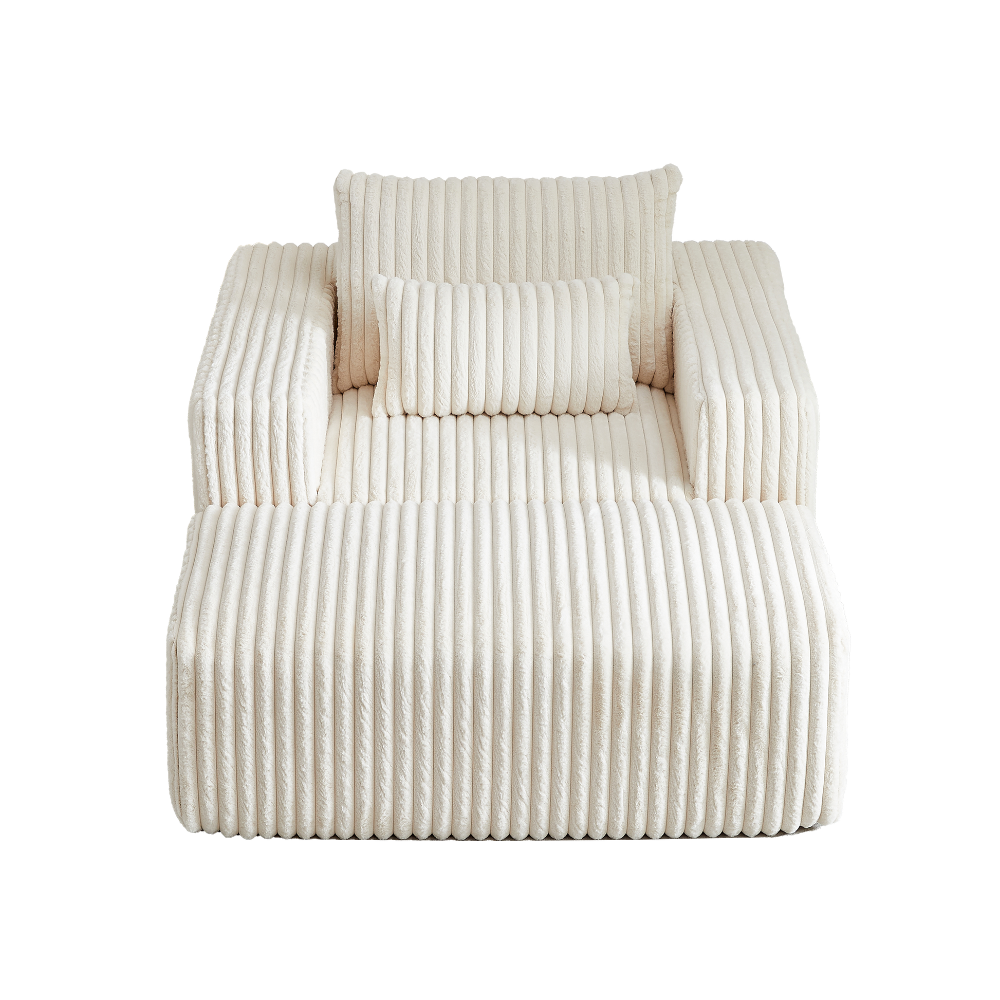 62.5 Inch Corduroy Sponge Sofa Lounge Chair With Removable Footrest,No Assembly Required,Fluffy Modern Sleeper Chair For Indoor Living Room Bedroom Beige Foam Corduroy 1 Seat