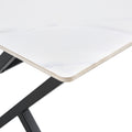 A Modern Minimalist Style White Marble Patterned Coffee Table With Black Metal Legs. Computer Desk. Game Table. Tea Table. Ct Xx White Black Sintered Stone