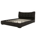 Modern Pu Upholstered Queen Bed With Ergonomic Wingback Headboard, No Box Spring Needed, Black Box Spring Not Required Queen Black Composite Bedroom Contemporary Bed Frame Pu,Upholstered