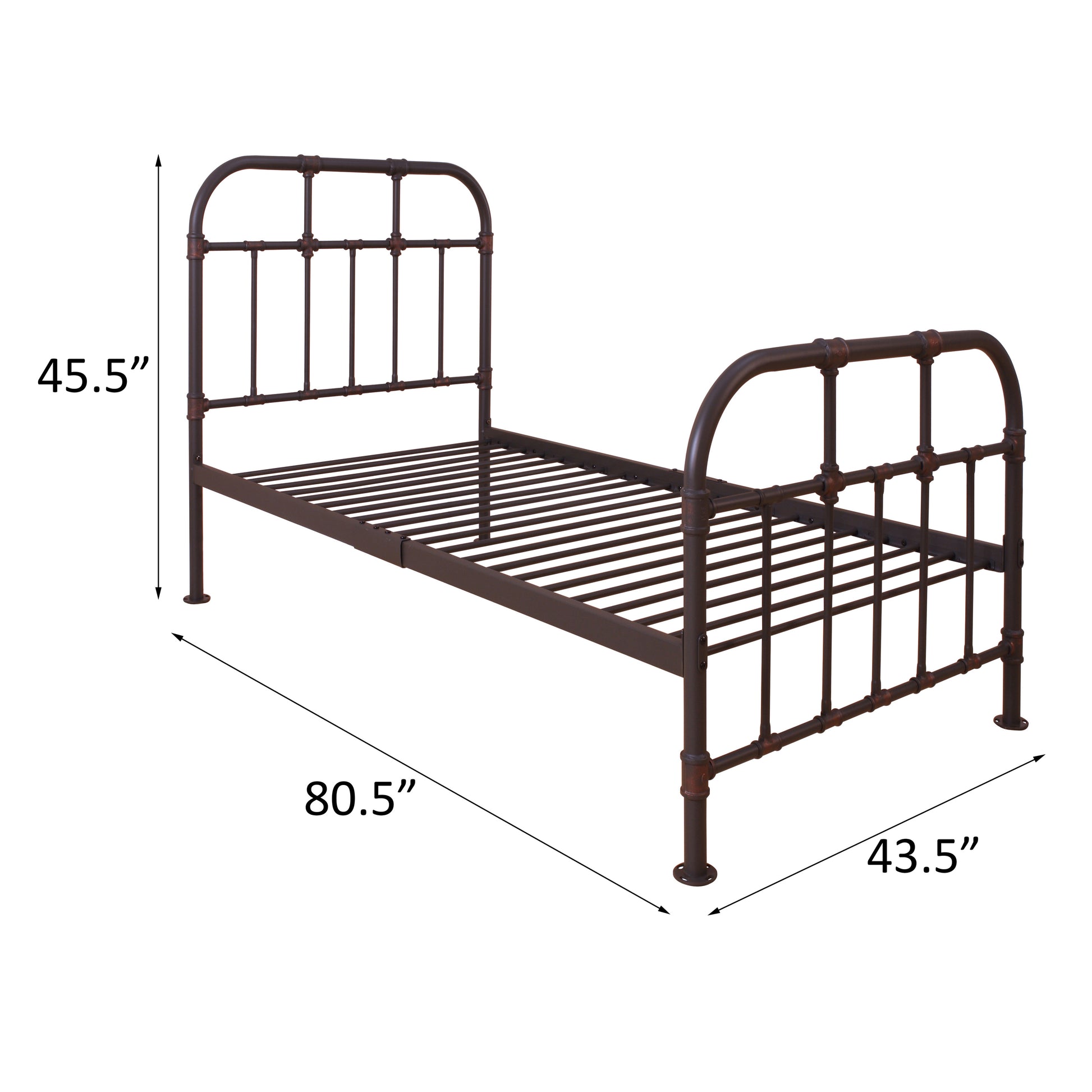 Sandy Grey Open Frame Twin Platform Bed Box Spring Not Required Twin Grey Metal Bedroom Industrial,Vintage Metal