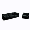 Modern Sofa Couch, 3 Piece Set Extra Deep Seat Sectional Sofa For Living Room, Oversized Sofa, 3 Seat Sofa, Loveseat And Single Sofa, Black Chenille Green Chenille 6 Seat