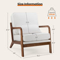 Chair With Lumbar Pillow, Lounge Arm Chairs, Linen Fabric Comfy Reading Chair With Wood Frame For Living Room Beige Acacia Wood
