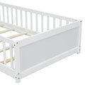 Twin Size Floor Platform Bed With Built In Book Storage Rack, Door,White Twin White American Design Pine