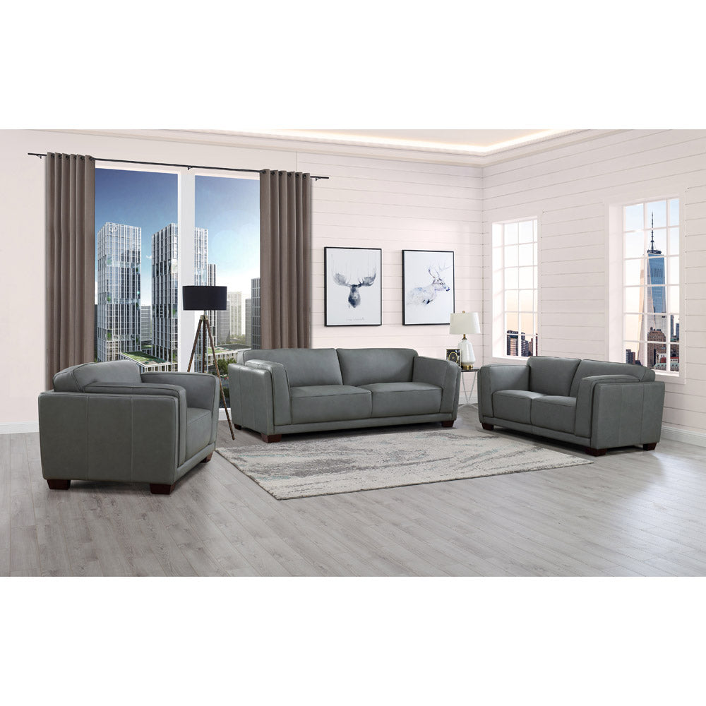 Marshall Leather 2 Seater Sofa Slate Memory Foam Genuine Leather 2 Seat