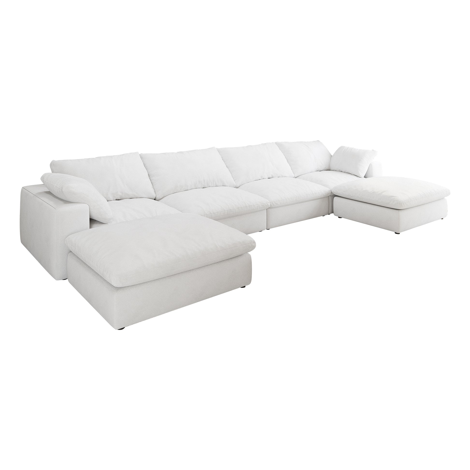 Cloud Modular Sectional Sofa With 2 Storage Ottomans,160.6" Down Filled Comfort U Shaped Sofa Couch For Living Room 4Seaters 2Ottoman White Down Filling,Fabric,Foam 6 Seat
