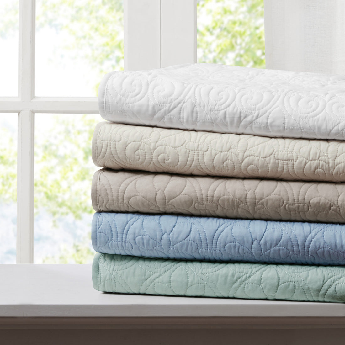Oversized Quilted Throw Ivory 60X70" Ivory Cotton