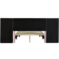 Queen Size Upholstered Platform Bed With Big Headboard, Bedroom Furniture, Velvet, Pink Queen Pink Plywood