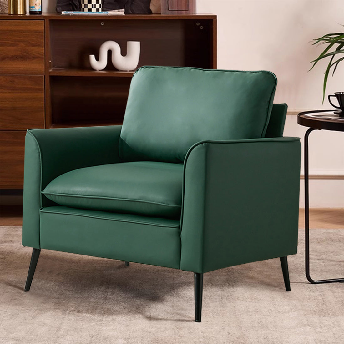 Ts Cat Paw Leather Upholstered Sofa Green Leather 1 Seat