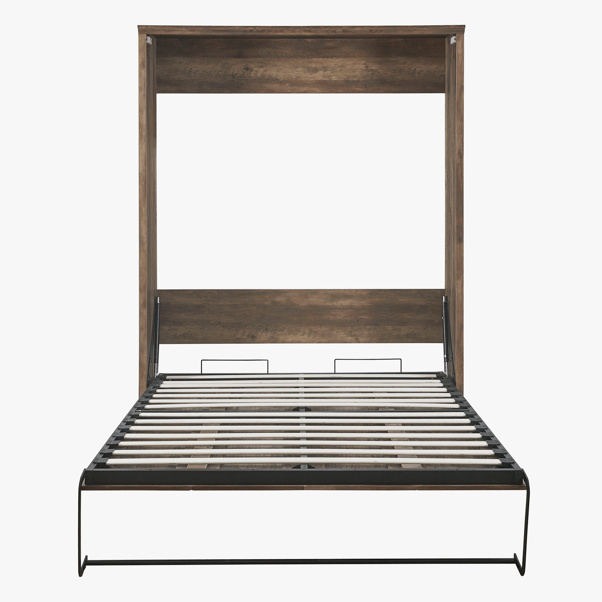 Queen Size Half Self Close And Open Murphy Bed Cabinet Space Saving Bed Perfect For Guest Room, For Bed Room, Guest Room, Home Office, Brown Box Spring Not Required Queen Brown Wood Brown Pine Murphy Pine