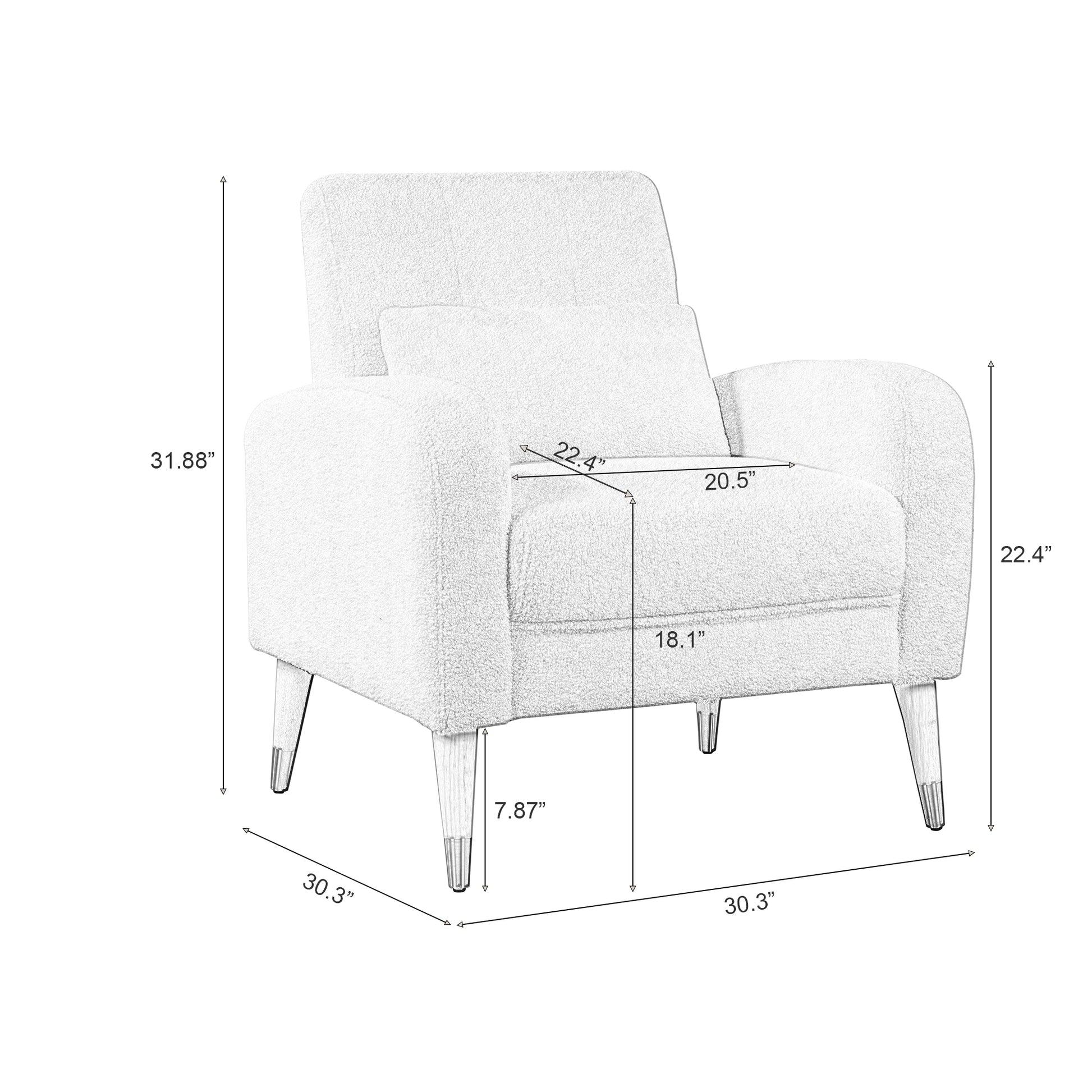 Mid Century Modern Accent Chair, Upholstered Armchair Living Room Chair, Comfy Single Sofa Chair With Sturdy Legs, Polyester Fabric Chair For Living Room Bedroom Black Primary Living Space Foam Fabric