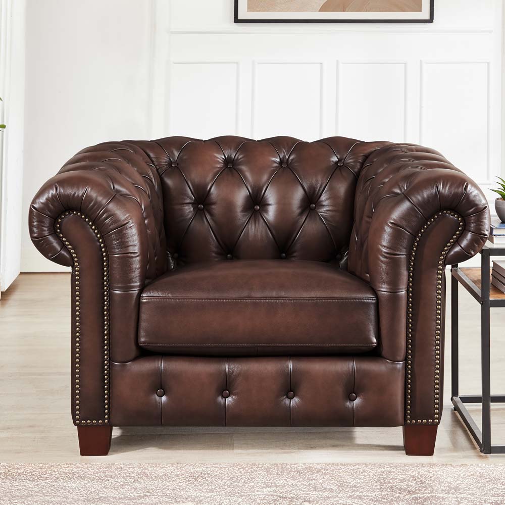 Versailles Leather Chair Caramel Down Filling Genuine Leather