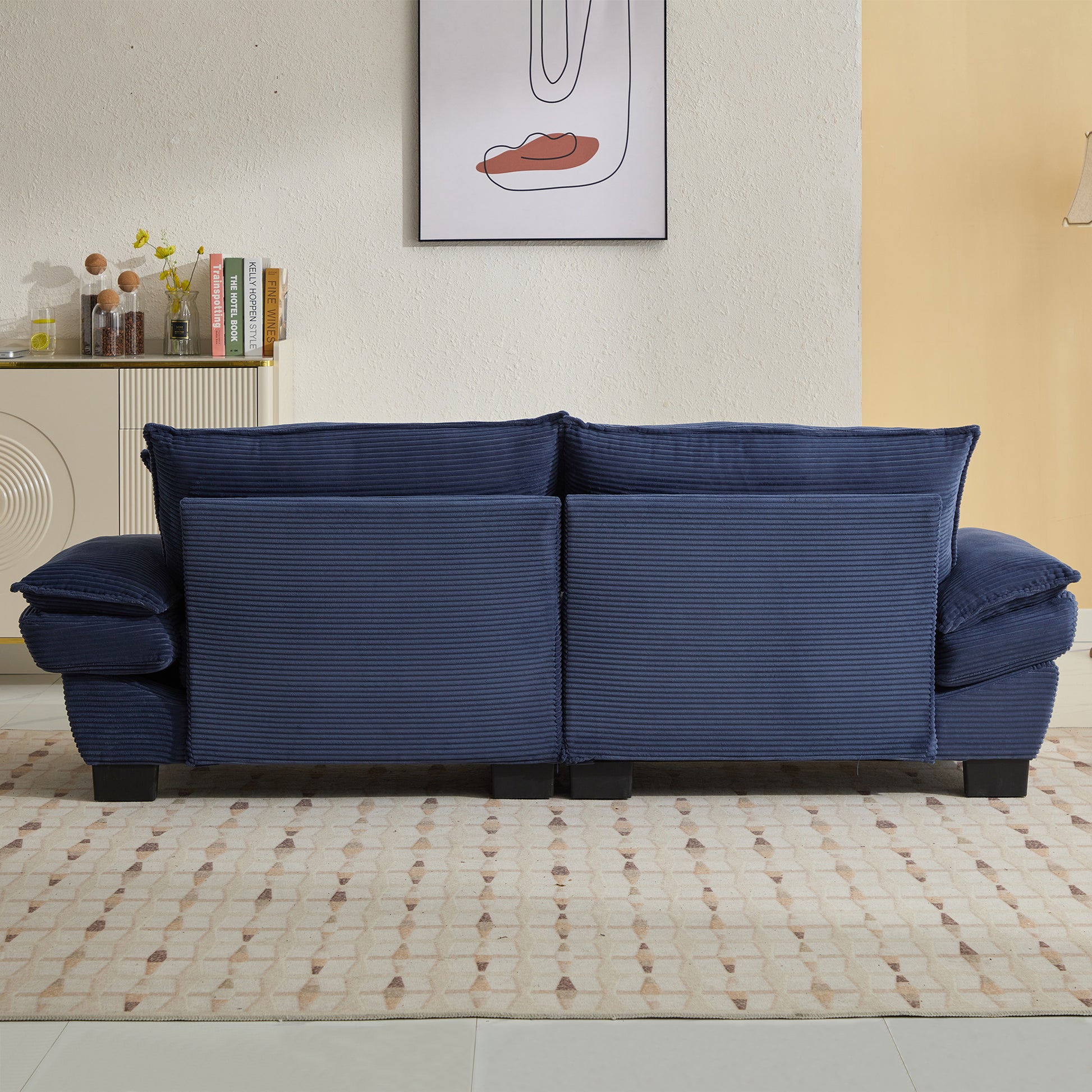 Corduroy Sofa Sleeper Couch Loveseat Sofa With Pillows Comfy Upholstered Deep Seat Sofa For Bedroom,Living Room,Apartment,Office,Dorm Blue Corduroy Blue Foam Upholstered 2 Seat