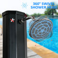 Outsunny 7Ft Outdoor Solar Heated Shower With 360 Rotating Shower Head, Foot Shower Faucet, Temperature And Pressure Adjustable, Holds 9.2 Gallons For Backyard Pool Black Plastic