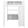 Metal Loft Bed With Wardrobe And L Shaped Desk, Full Size Loft Bed With Storage Cubes And Shelves, Heavy Duty Loft Bed For Kids Teens Adults, White Pre Sale Date: August 10Th Full Off White Metal