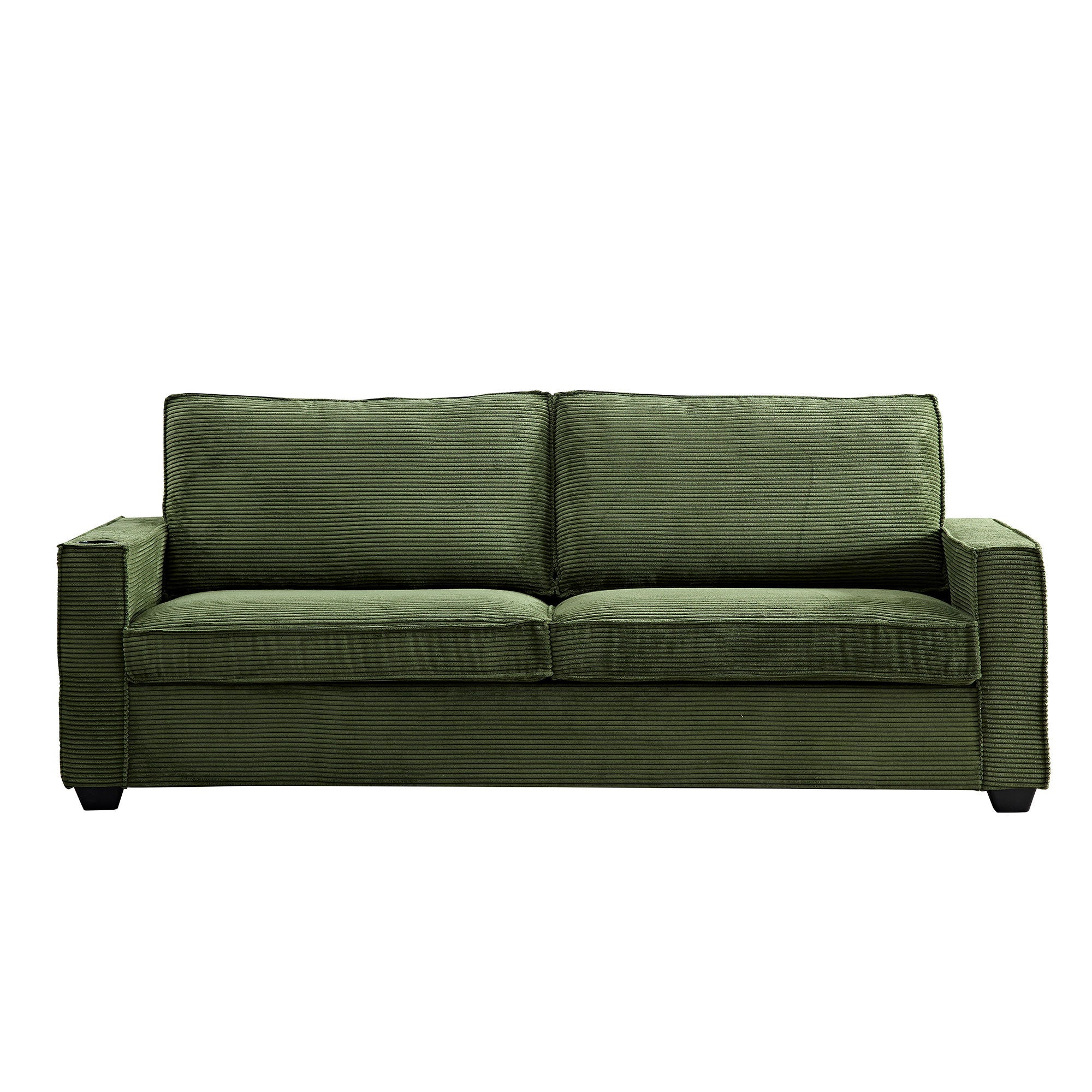 Corduroy Sofa, 87.4 Inch Modern Design Sofa With Cup Holder And Storage Bags, Deep Seat Sofa Couch,Comfy Couch For Living Room,Apartment,Green Green Corduroy 3 Seat