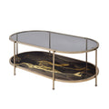 Fiorella Coffee Table, Glass, Black Marble Paint & Gold Finish Lv02222 Gold Metal