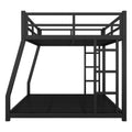 Metal Full Xl Over Queen Bunk Bed For Teens And Adults,Space Saving Noise Reduced No Box Spring Needed, Black Full Xl Black Metal