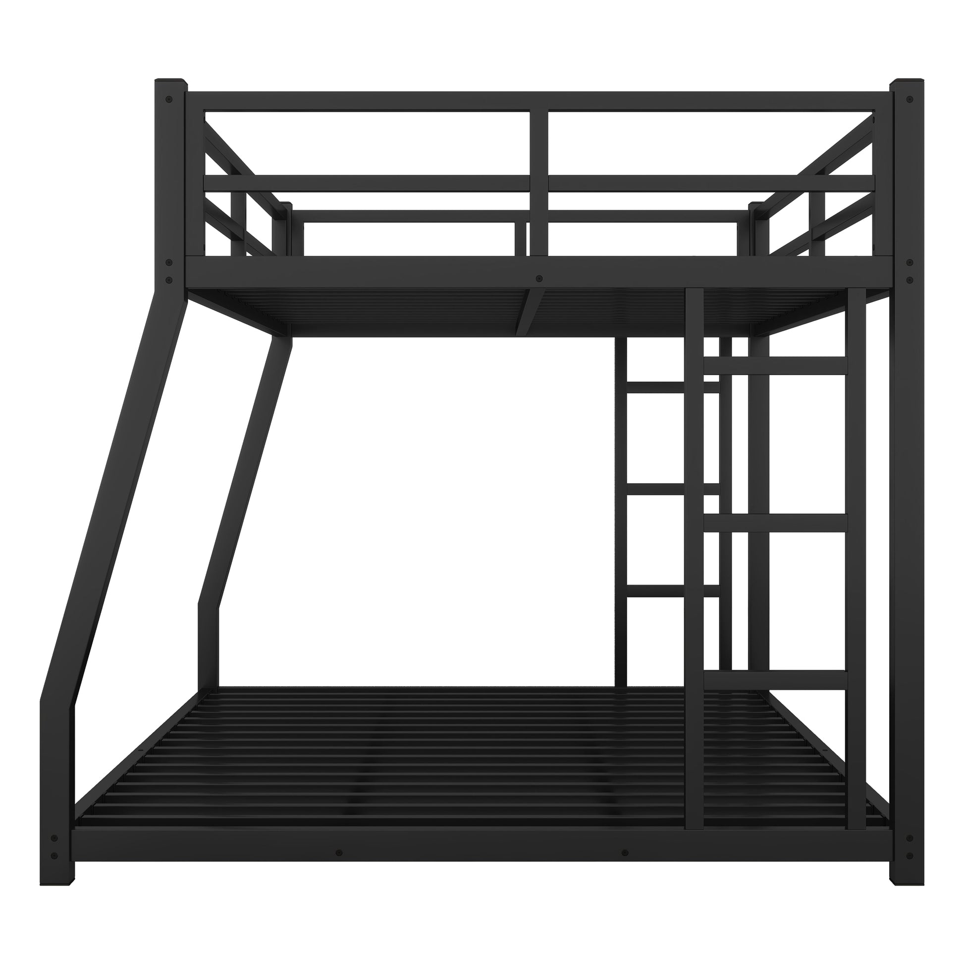 Metal Full Xl Over Queen Bunk Bed For Teens And Adults,Space Saving Noise Reduced No Box Spring Needed, Black Full Xl Black Metal